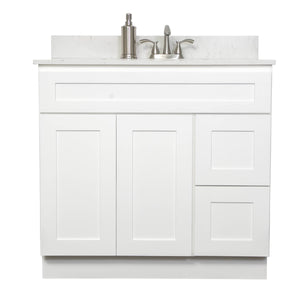 V3621DR  36” vanity with drawer - White Shaker