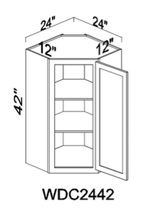 WDC2442GD 42" tall wall diagonal cabinet glass door - Gray