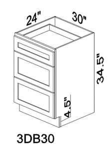 DB30 30" drawer base cabinet - White